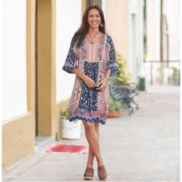 Sundance My Favorite Dress Patchwork Boho Peasant Size XL Kimono Sleeves - Picture 2 of 7